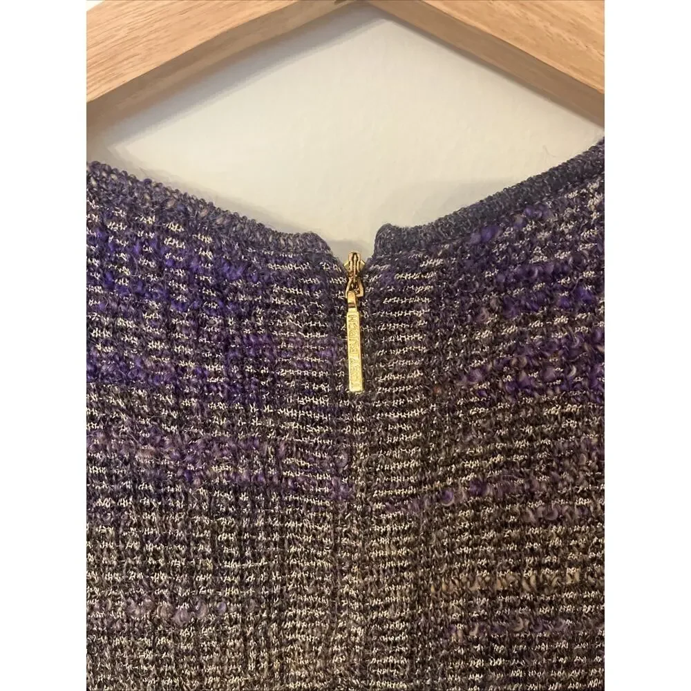 Tory Burch Nadia Knit Midi Dress‎ Size Medium Purple Black